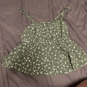 No Boundaries Green Floral Tank Top